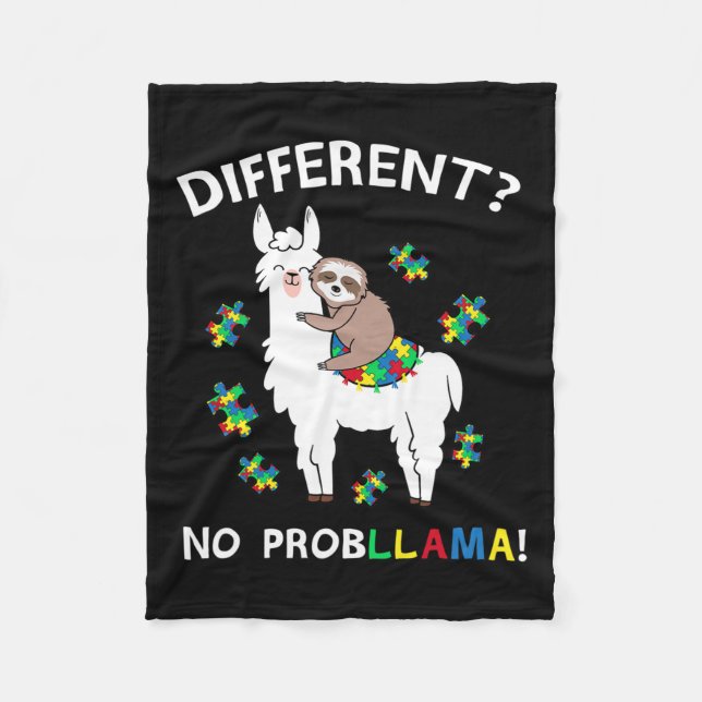Ingen Probllama Llama Sloth Puzzle Coola Autism Aw Fleecefilt (Framsidan)