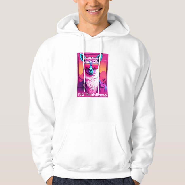 Ingen Probllama | Synthwave för Funky Hoodie (Framsida)