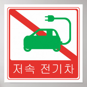 INGEN PRÖVNING FÖR NEV:s koreanska trafikskylt Poster