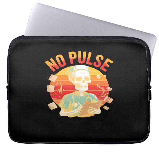 Ingen pulse Skeleton Nurse Funny Medical Halloween Laptop Fodral (Framsidan)