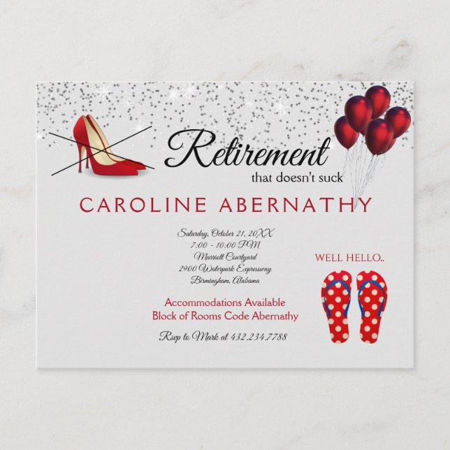 Ingen Pumps Hej Flinflip flops Pension Party Grått Vykort (Framsida)