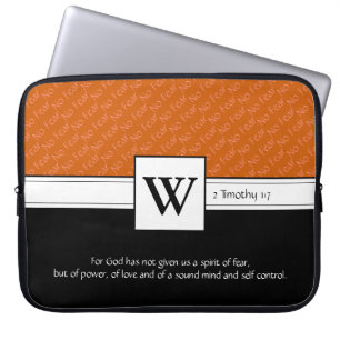 INGEN RÄDSLA, Christian Scripture Bible Monogram b Laptop Fodral