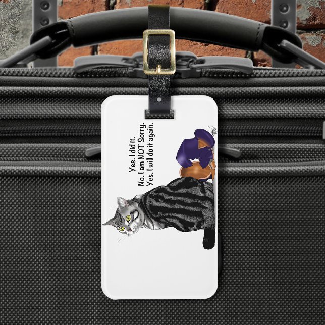 Ingen Remorse Tabby katt Funny Bagagebricka (Skapare uppladdad)