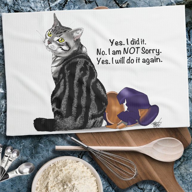 Ingen Remorse Tabby katt Funny Kökshandduk (Skapare uppladdad)