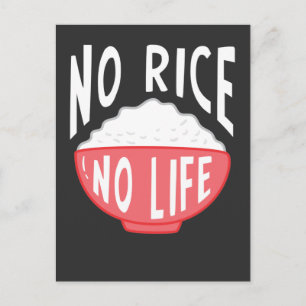 Ingen Ris No Life Asian Ris Bowl Beroende Vykort