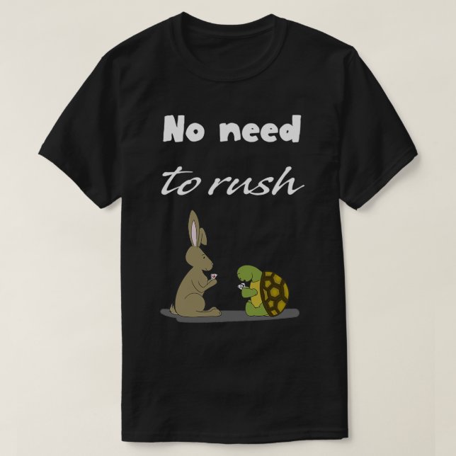 Ingen rusning svart t shirt (Design framsida)