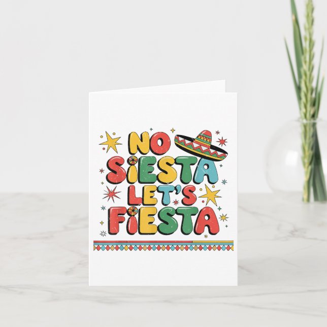 Ingen Siesta Lets Fiesta Funny Cinco De Mayo Småba Kort (Framsida)