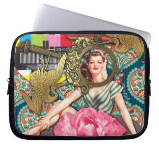 Ingen signal - Tretande damdigital kollage Laptop Sleeve