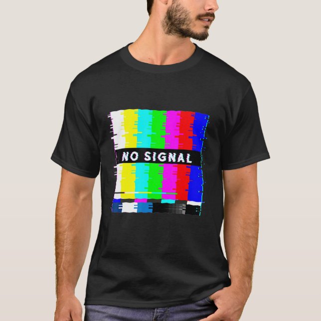 Ingen signaltelevision utanför Luft Glitch Vaporwa T Shirt (Framsida)