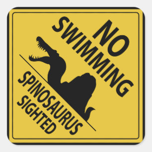 Ingen simning - siktade Spinosaurus Fyrkantigt Klistermärke