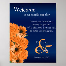 Ingen sittplan - vacker Orange Ro och blå Poster