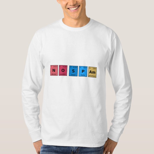 Ingen skräppost Periodiska systemet T Shirt (Framsida)
