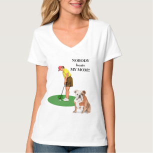 Ingen slår min Mamma Hund Golf T Shirt