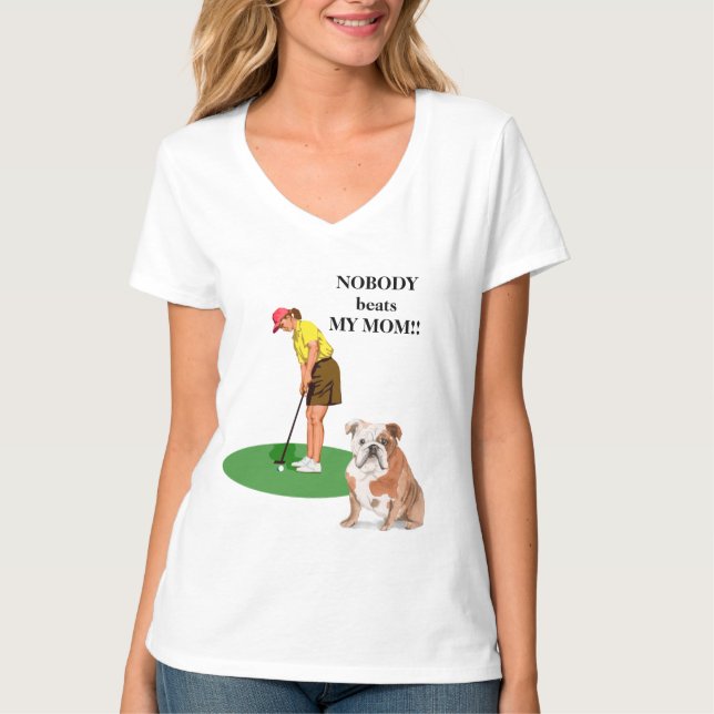 Ingen slår min Mamma Hund Golf  T Shirt (Framsida)