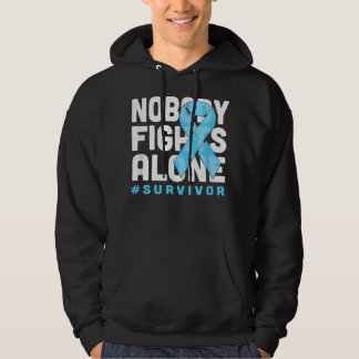Ingen slåss mot Ensam Blue Ribbon Prostate Cancer  Hoodie