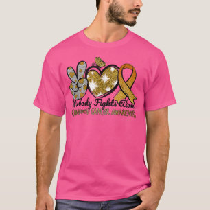 Ingen slåss mot Ensam Child Cancer Awareness Leo T Shirt