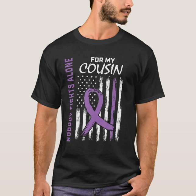 Ingen slåss mot Ensam Cousin Lupus Awareness Ameri T Shirt (Framsida)