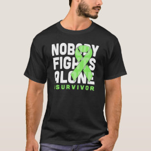 Ingen slåss mot Ensam Lime Ribbon Non Hodgkins Lym T Shirt