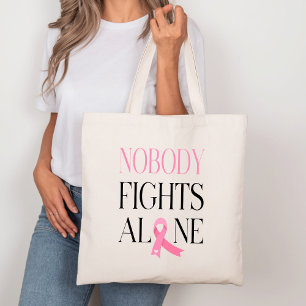 Ingen slåss mot Ensamens Rosa Ribbon Canvas Tygkasse
