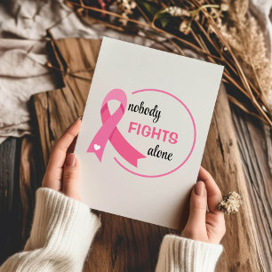 Ingen slåss mot Ensamens Rosa Ribbon Hälsning Kort