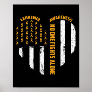 Ingen slåss mot USA flagga Heart Ensam Leukemia Aw Poster