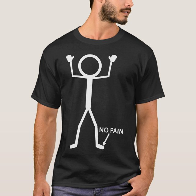 Ingen Smärta Endast Liten Tår Stickfigur Roligt T Shirt (Framsida)
