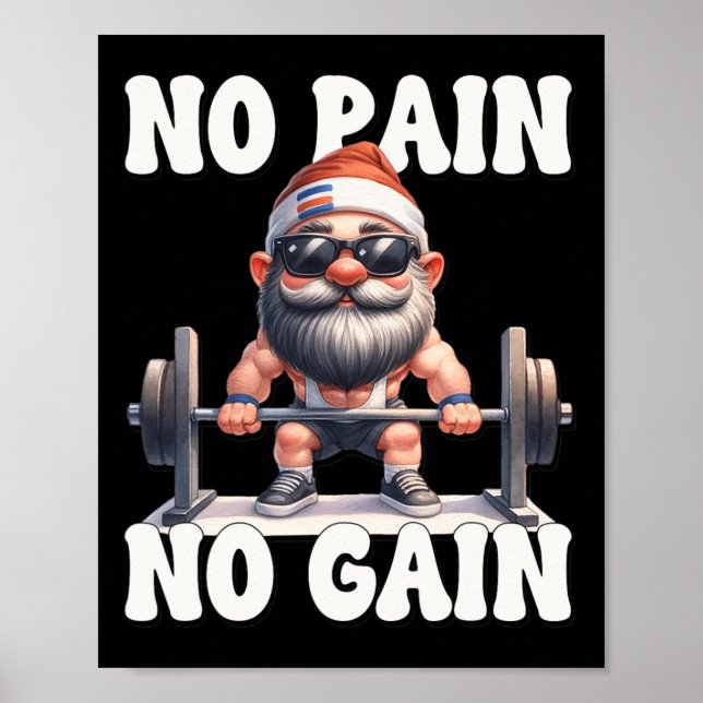 Ingen Smärta Ingen Förstärkning Fitness Tomte Kärl Poster (Framsidan)
