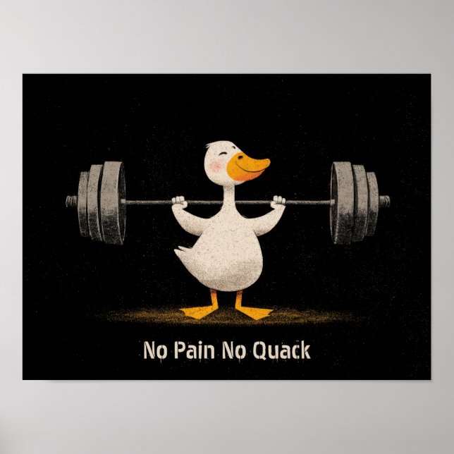 Ingen Smärta Ingen Kvack – Rolig Gymduck Konst Poster (Framsidan)