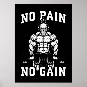 Ingen smärta, ingen vind - Gym workout Motivationa Poster