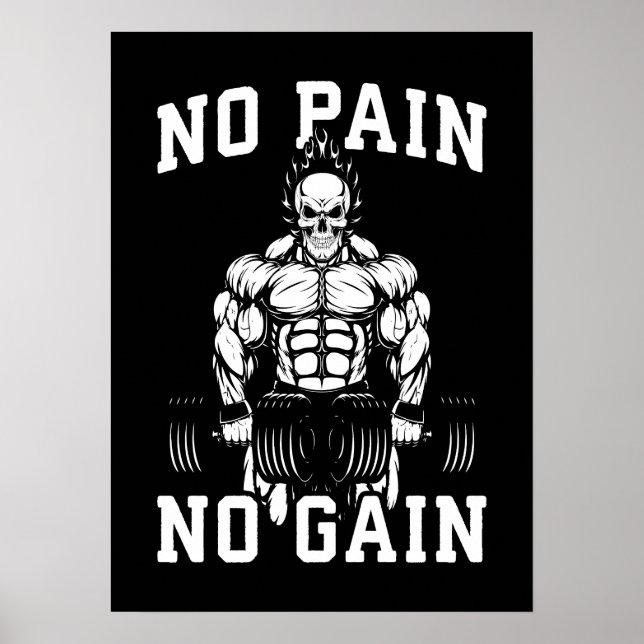 Ingen smärta, ingen vind - Gym workout Motivationa Poster (Framsidan)