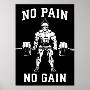 Ingen smärta, ingen vind - Gym workout Motivationa Poster