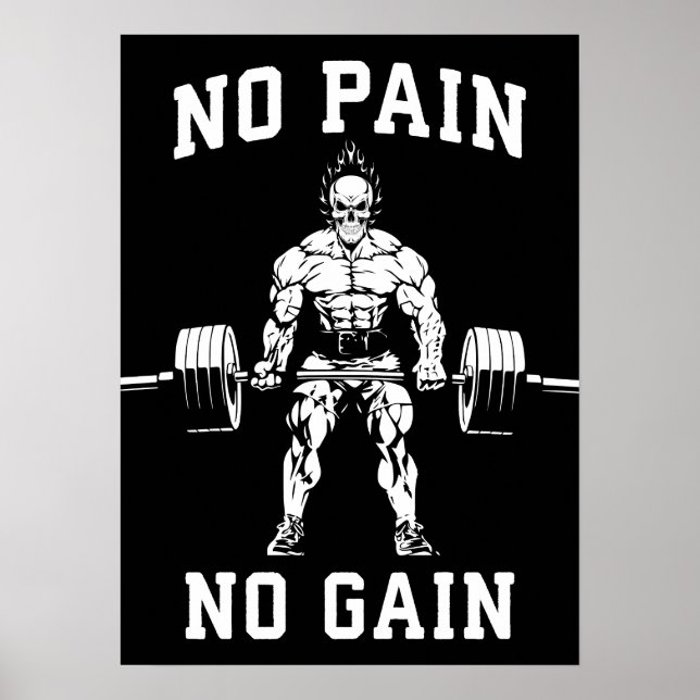 Ingen smärta, ingen vind - Gym workout Motivationa Poster (Framsidan)