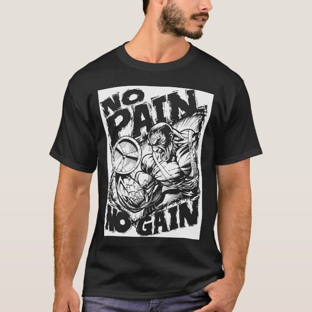 Ingen smärta, ingen vinst - Boodybuilding Motivati T-shirt (Framsida)
