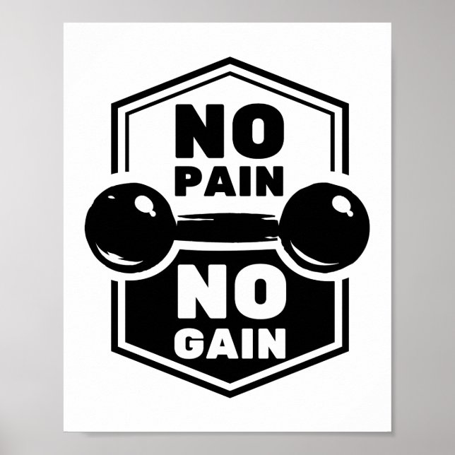 Ingen smärta, ingen vinst | Gym Fitness Motivation Poster (Framsidan)