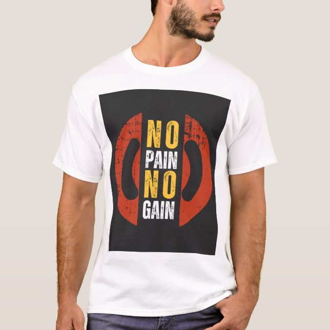 Ingen smärta, ingen vinst - Manar's Gym Motivation T Shirt (Framsida)