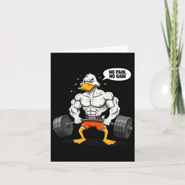 Ingen smärta nr Gain Funny Anka Weightlifter Joke  Kort (Framsida)