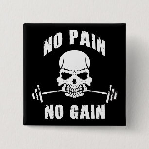 Ingen smärta - Skull och barbell - Motivering Knapp