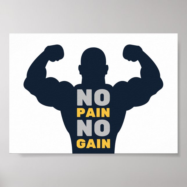 Ingen smärtstillande nr Gain Bodybuilding der Gym  Poster (Framsidan)