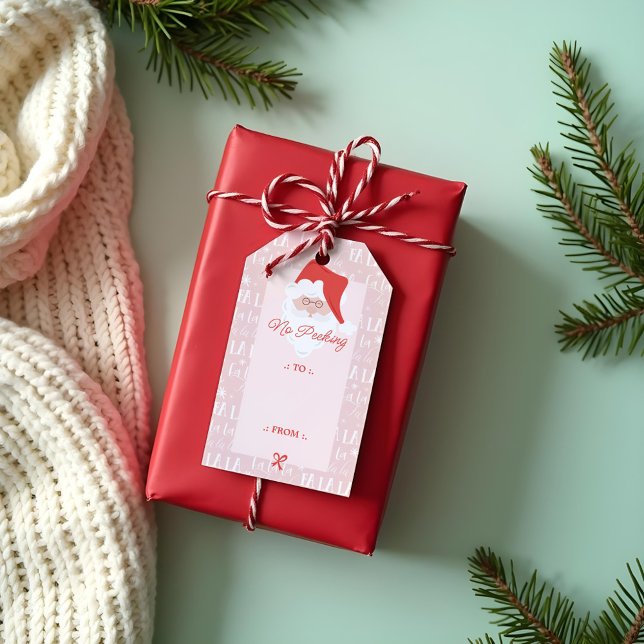 Ingen sökning efter La Jultomten till och från Presentetikett (No Peeking Fa La La Santa Claus To & From Gift Tags)