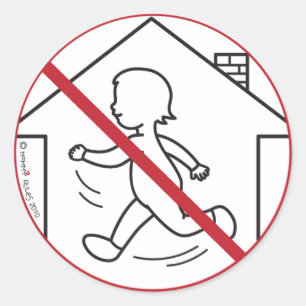 Ingen springer i huset! runt klistermärke
