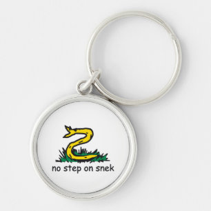 Ingen stege på snek-mem Gadsden-parodi SnekRight Rund Silverfärgad Nyckelring