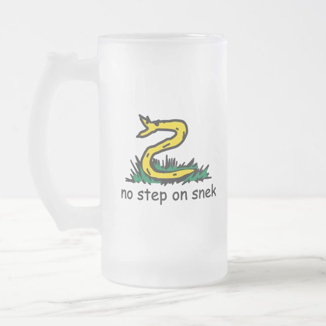 Ingen stig på snek-mem Gadsden-parodi SnekRight Frostat Ölglas (Vänster)