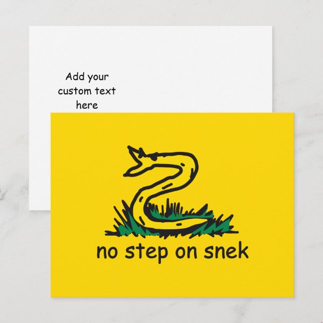 Ingen stig på snek-mem Gadsden-parodi SnekRight Vykort (Fram/baksida)