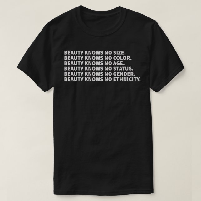 Ingen Storlek skönhet känner till Färg Equali T Shirt (Design framsida)
