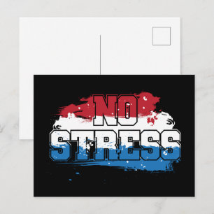 Ingen Stress - Röd Vit Blå Positiv Tanke Vykort