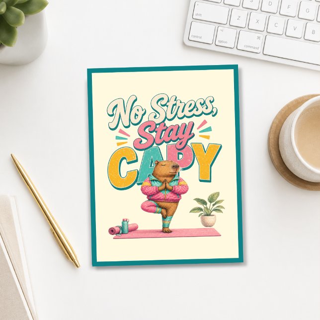 Ingen Stress Stanna Capy! Yoga Chill Kapybara Vykort (No Stress Stay Capy! Yoga Chill Capybara Postcard)