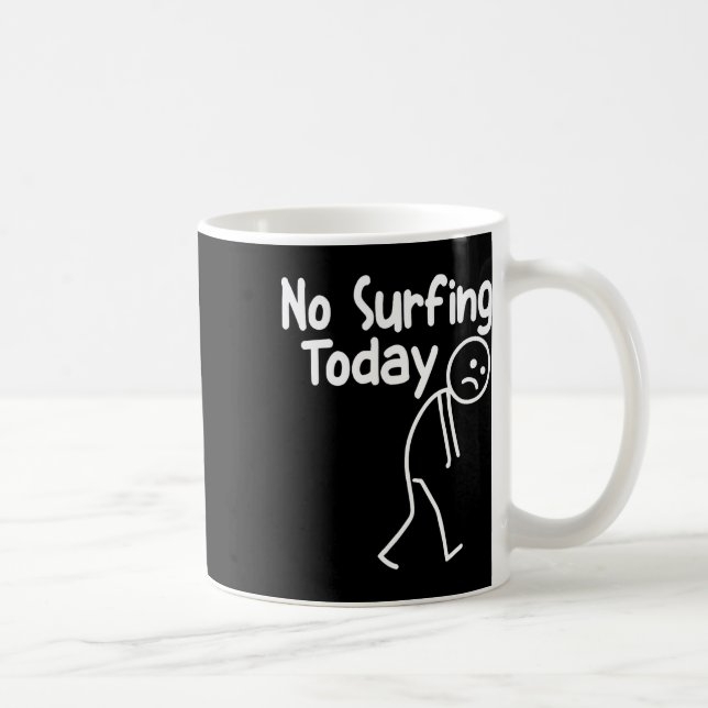 Ingen surfing idag Rolig Stick Man Beach Wave Älsk Kaffemugg (Höger)