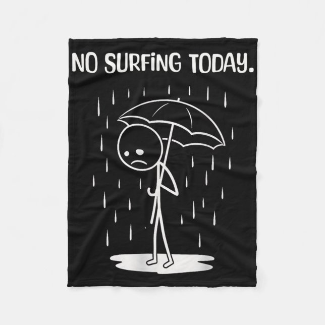 Ingen surfing idag Stickfigur Rollig  Fleecefilt (Framsidan)