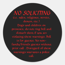 INGEN Svart SOLICITINGSMÄRKE Runt Klistermärke