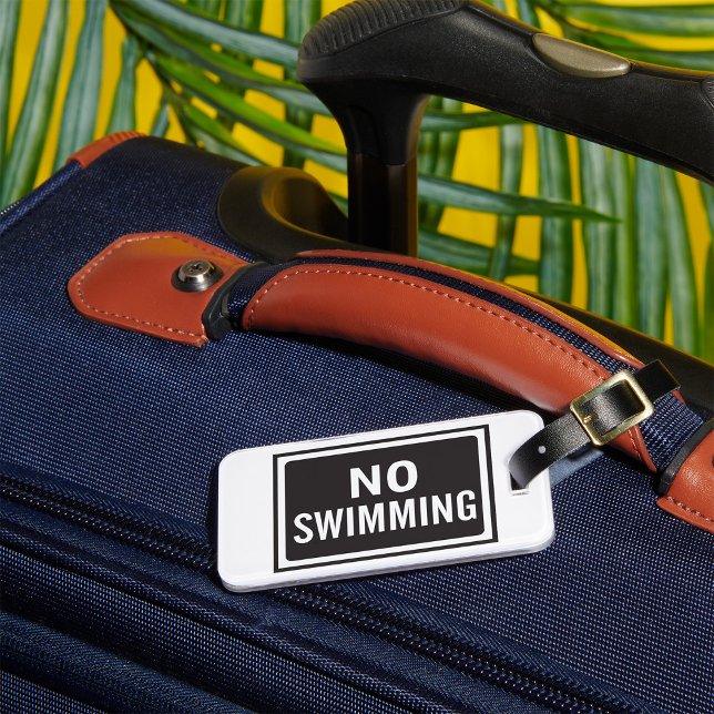 Ingen Swimming-skylt, svart och vit varning Bagagebricka (Skapare uppladdad)